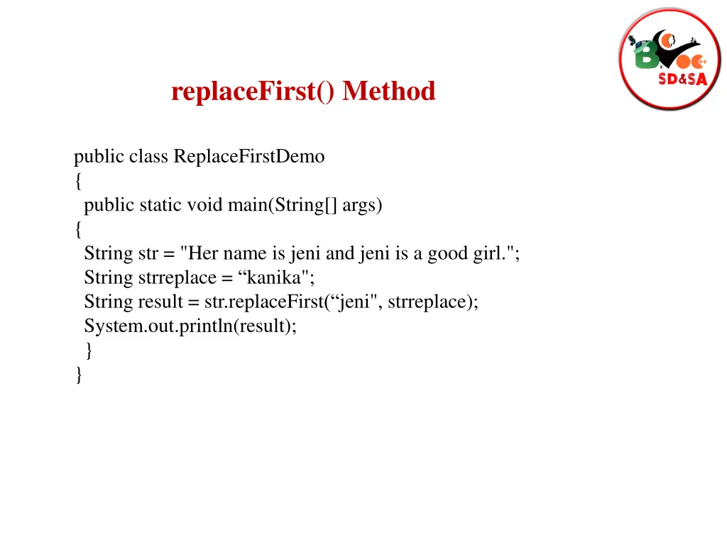 replacefirst method