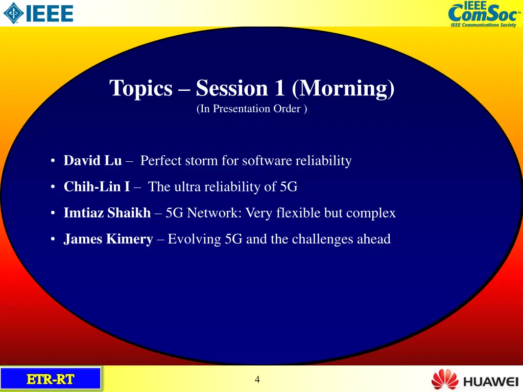 topics session 1 morning in presentation order