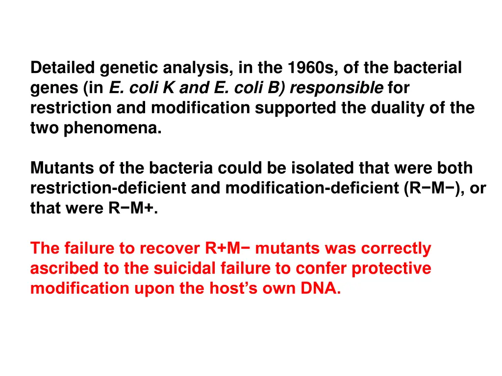 detailed genetic analysis in the 1960s