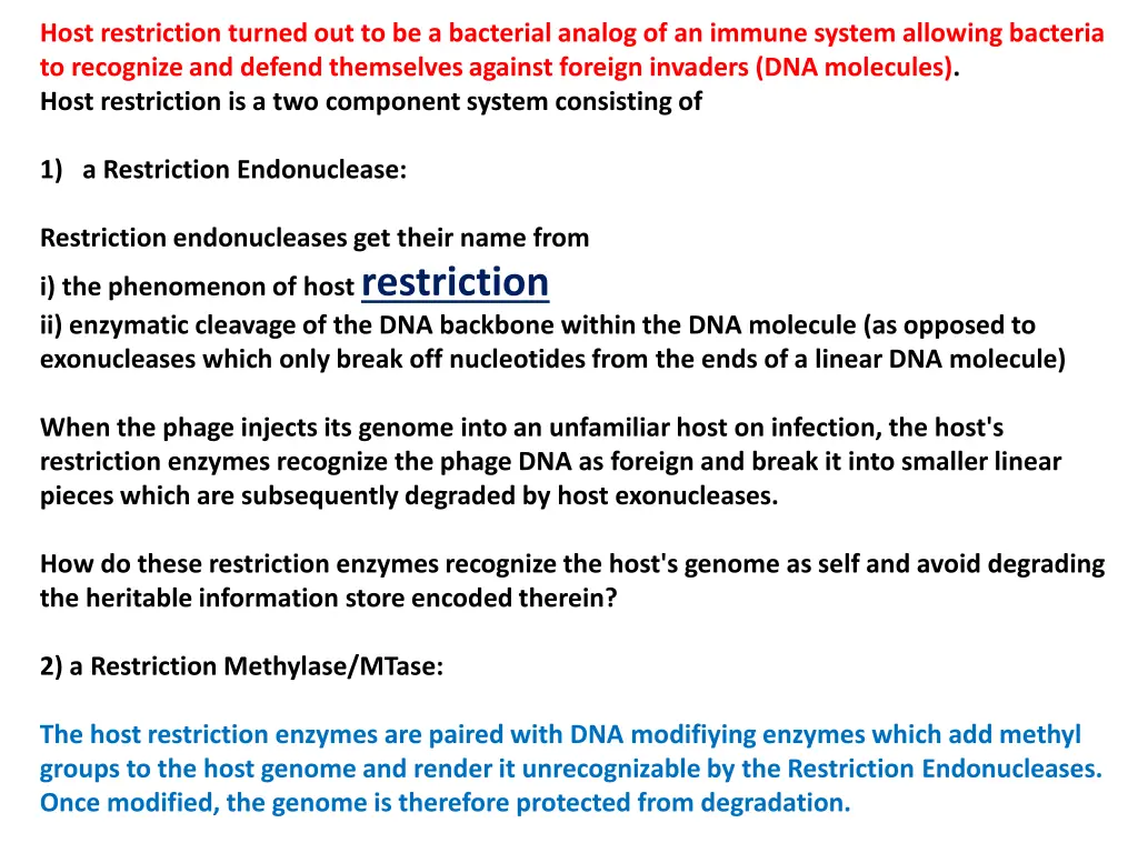 host restriction turned out to be a bacterial