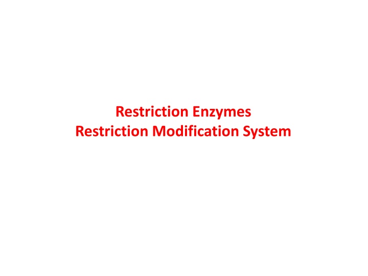 restriction enzymes restriction modification