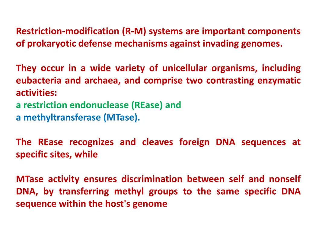 restriction modification r m systems