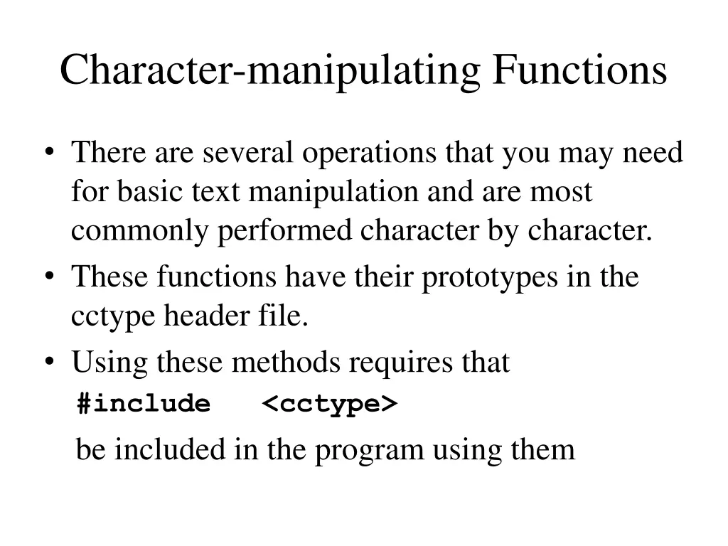 character manipulating functions