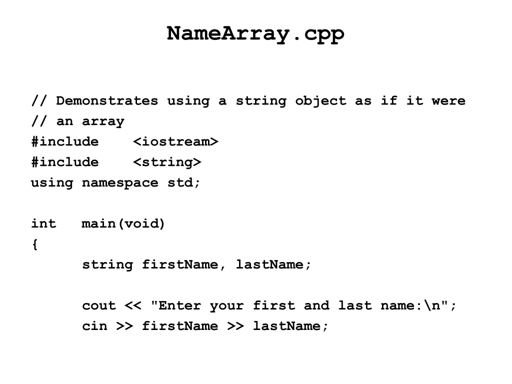 namearray cpp