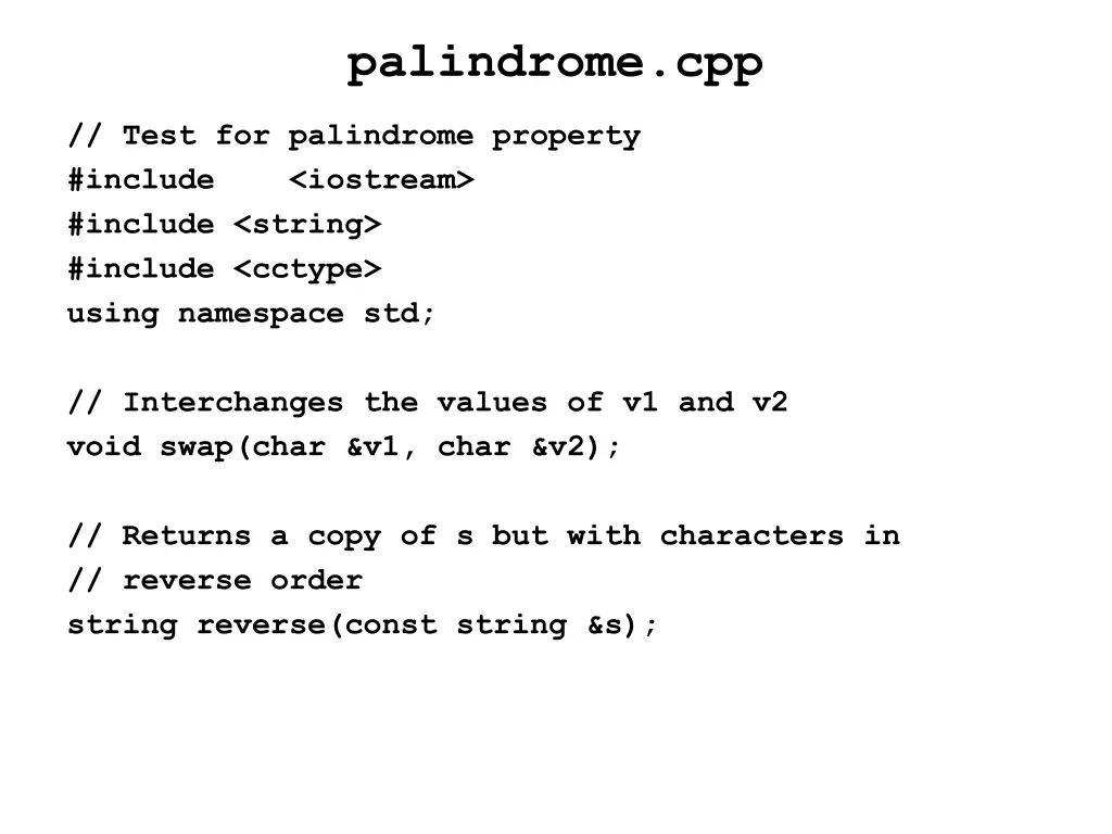 palindrome cpp