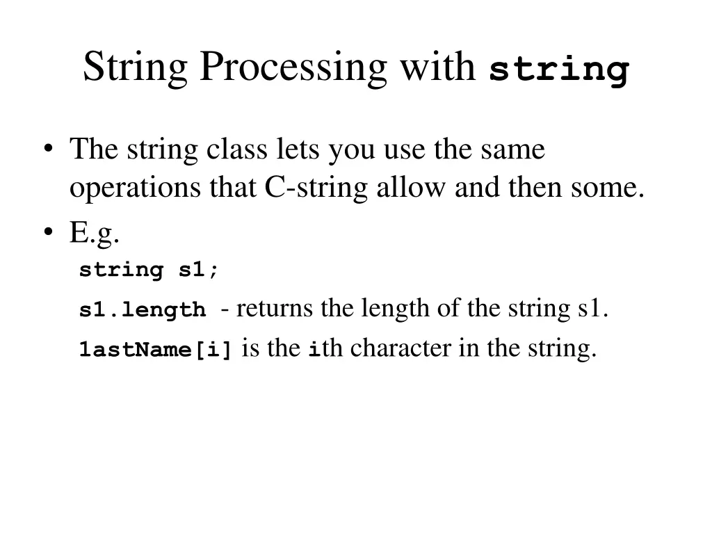 string processing with string