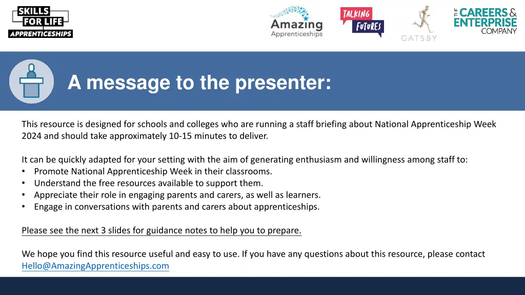 a message to the presenter