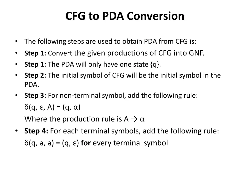 cfg to pda conversion