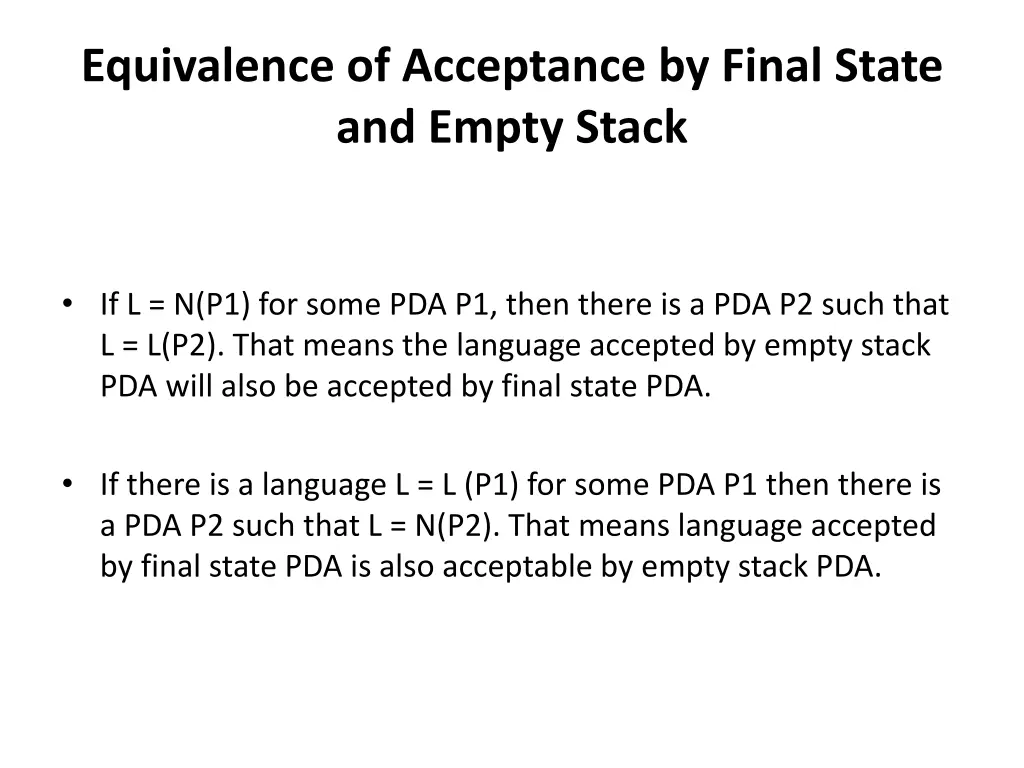 equivalence of acceptance by final state