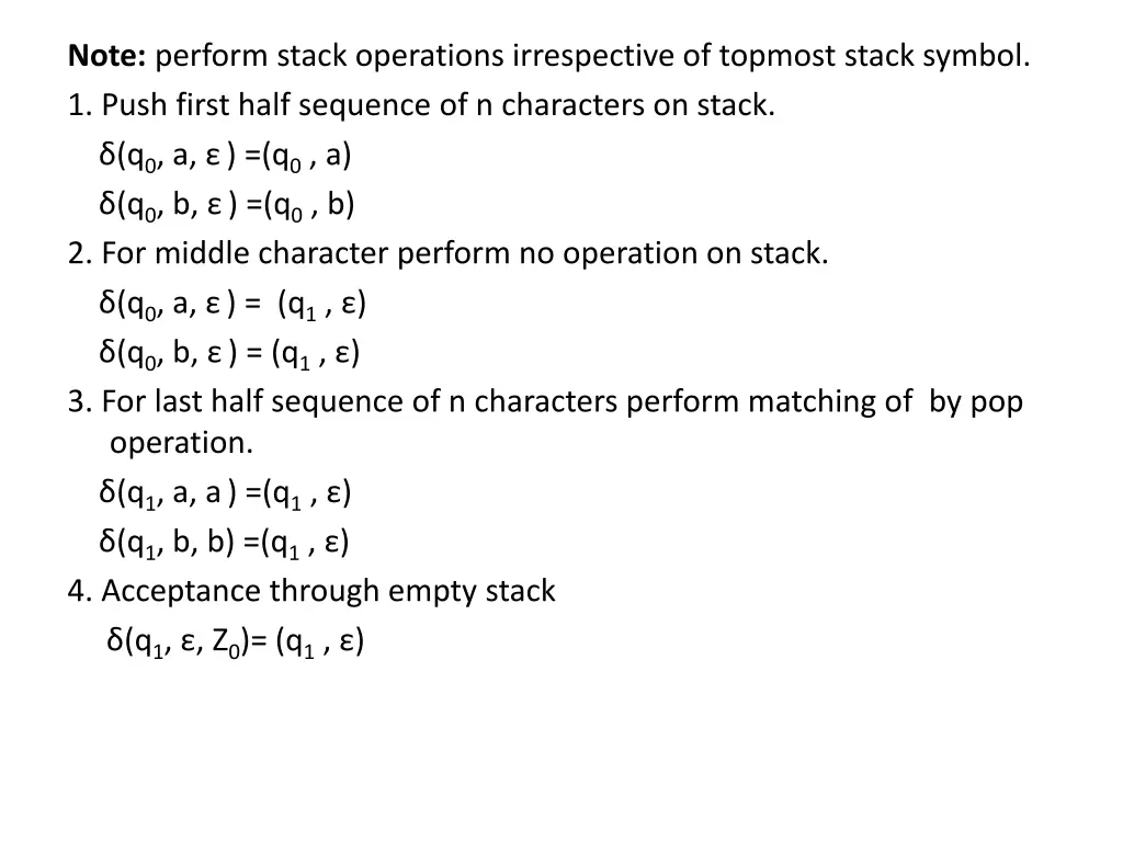 note perform stack operations irrespective