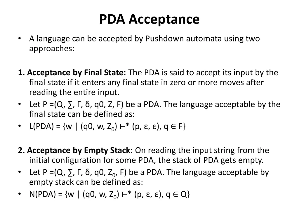 pda acceptance