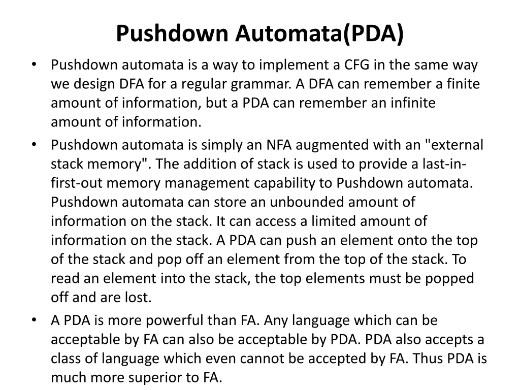 pushdown automata pda pushdown automata