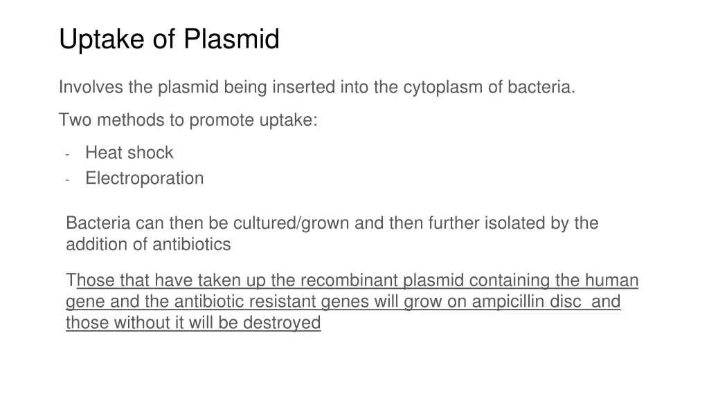 uptake of plasmid