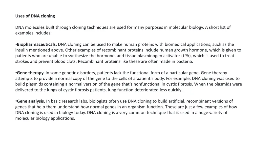 uses of dna cloning