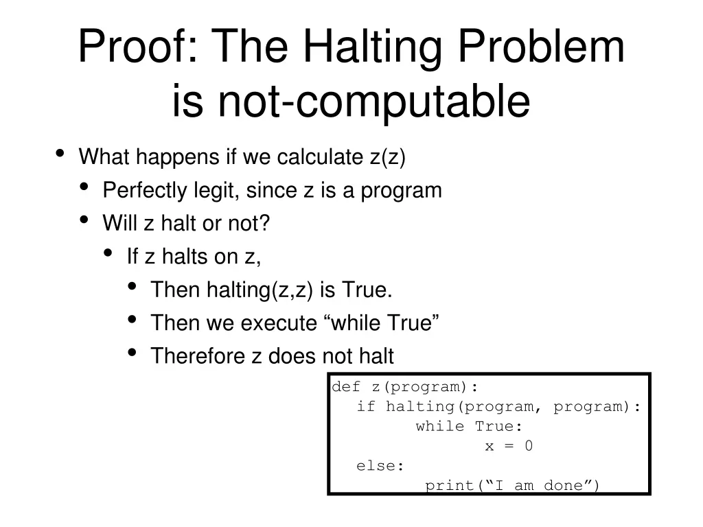 proof the halting problem is not computable what