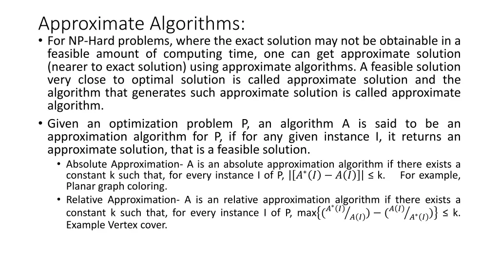 approximate algorithms for np hard problems where