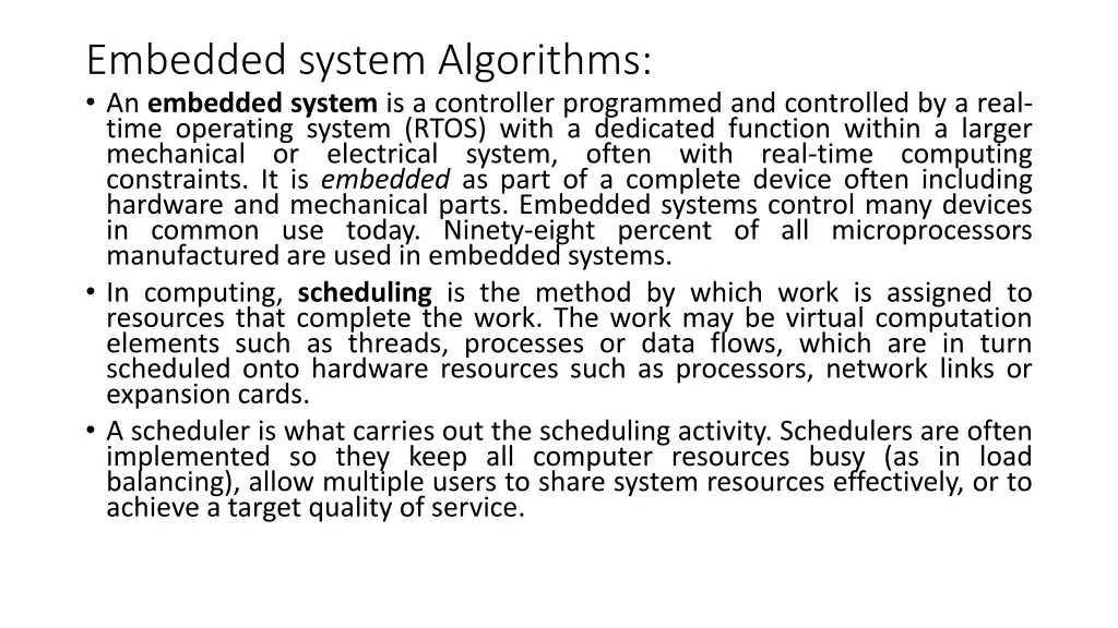 embedded system algorithms an embedded system