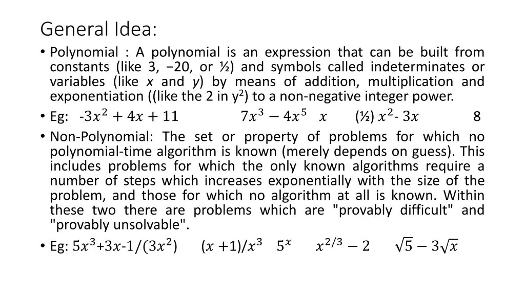 general idea polynomial a polynomial