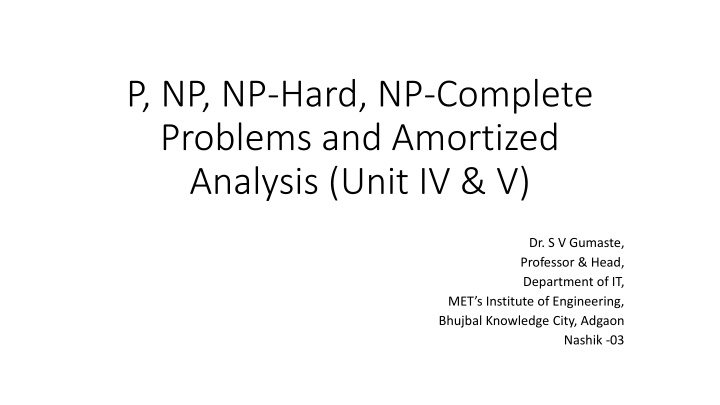 p np np hard np complete problems and amortized