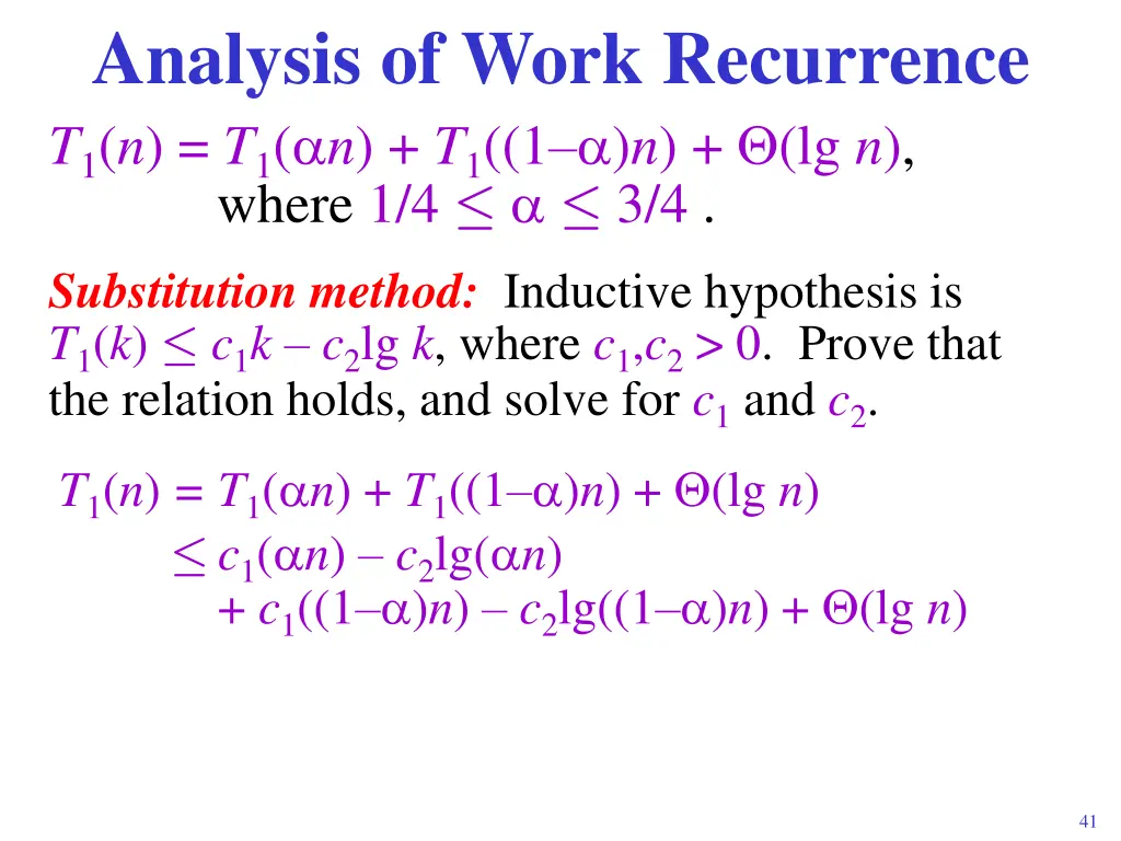 analysis of work recurrence