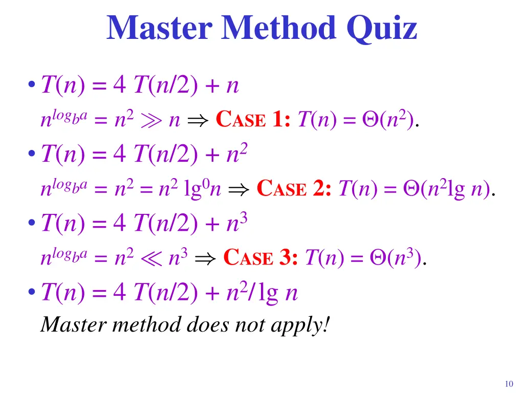 master method quiz