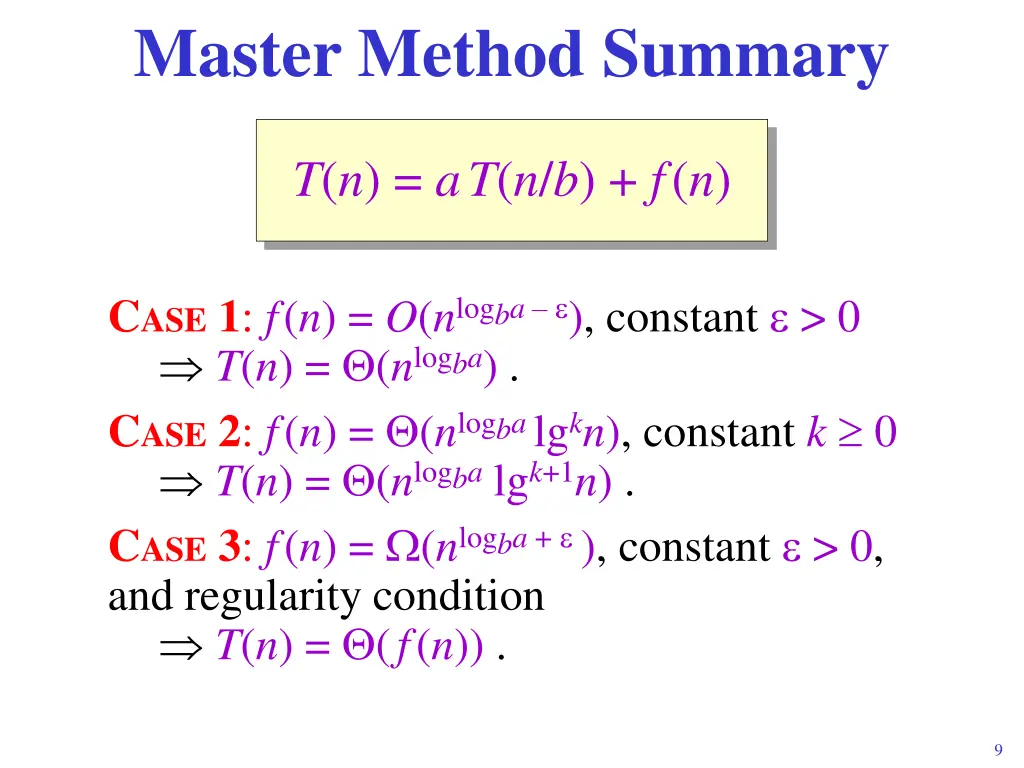 master method summary