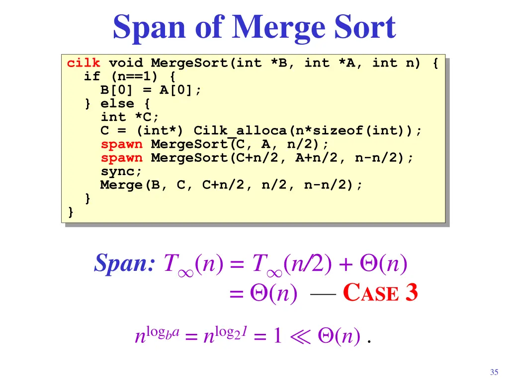 span of merge sort