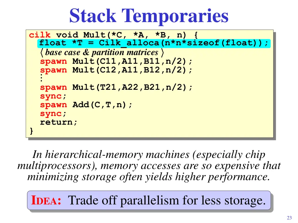 stack temporaries