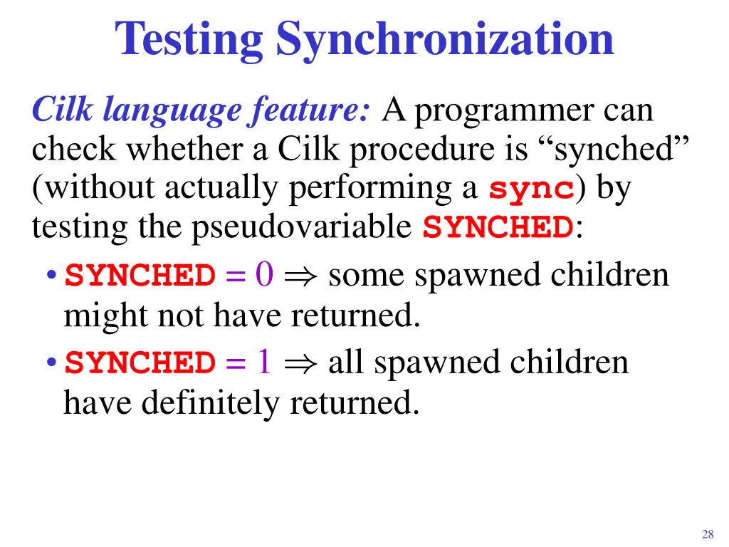 testing synchronization