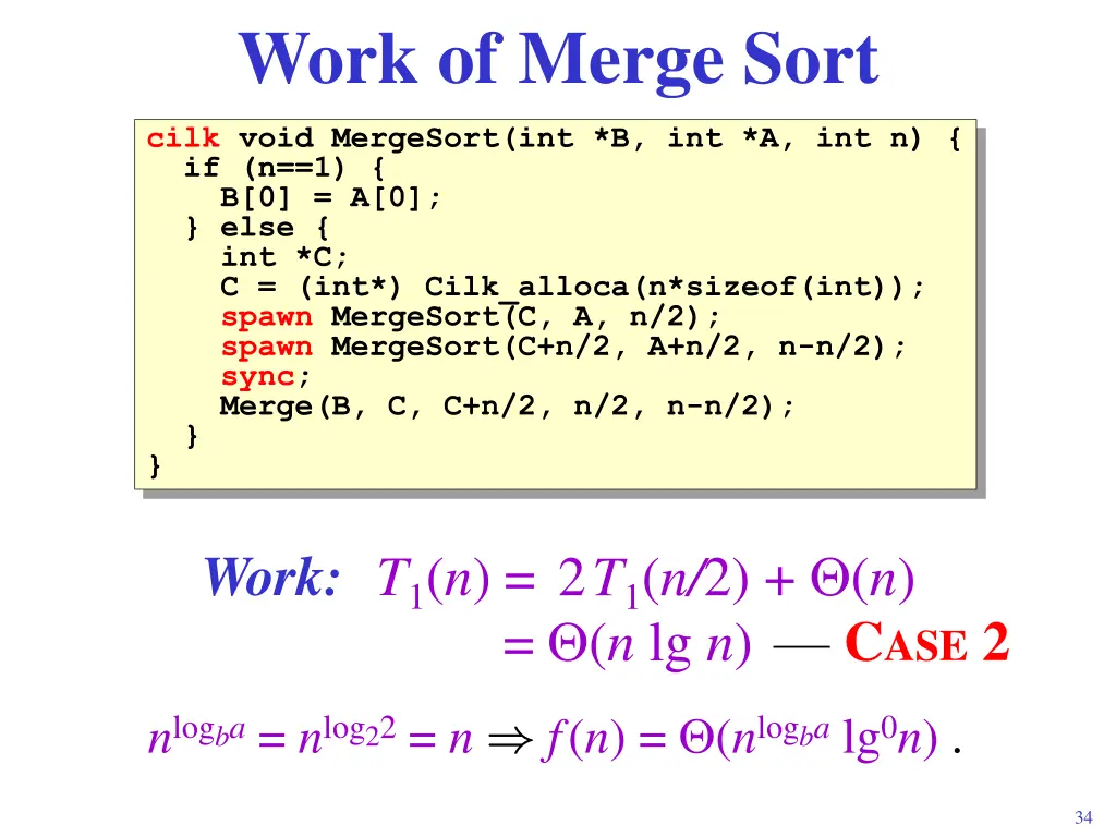 work of merge sort