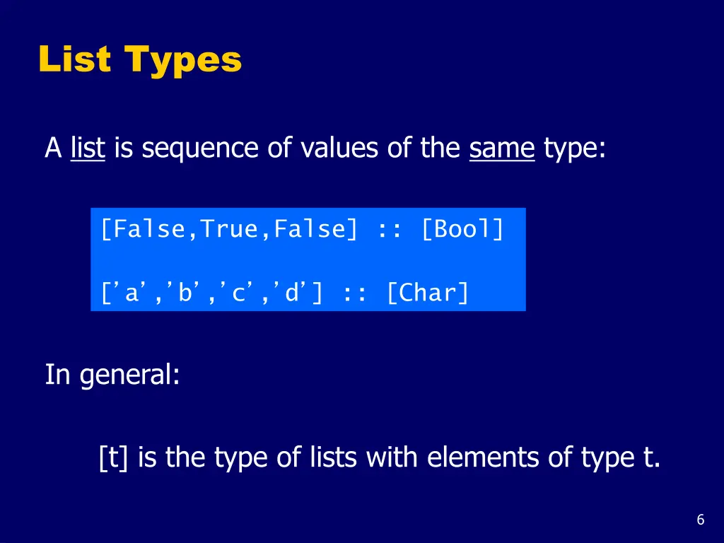 list types