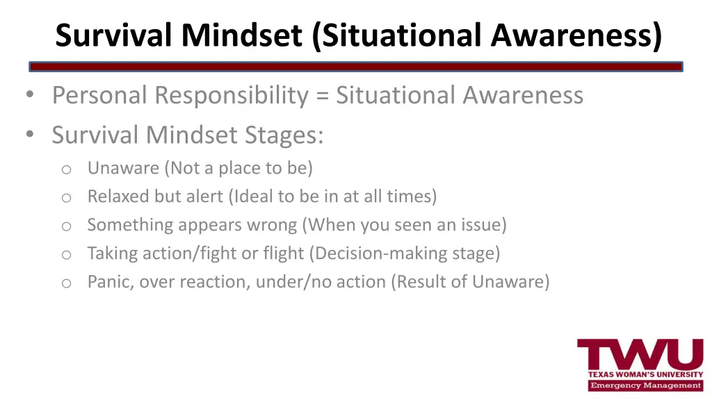 survival mindset situational awareness