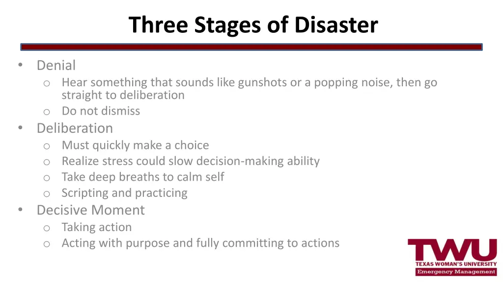 three stages of disaster