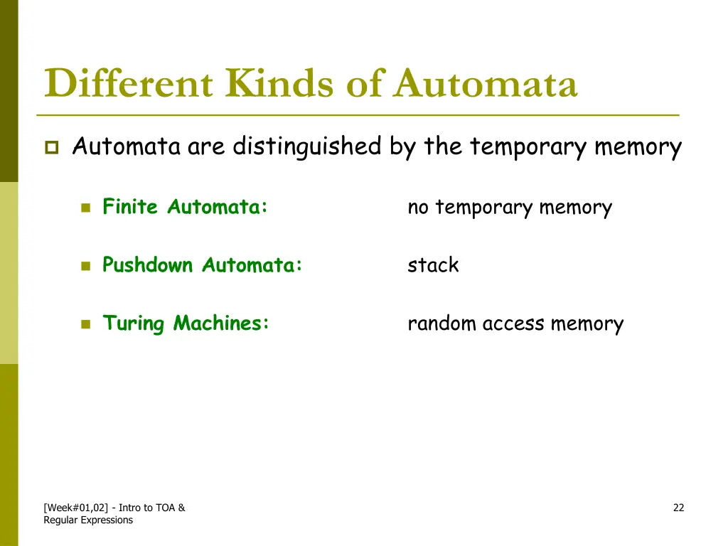 different kinds of automata