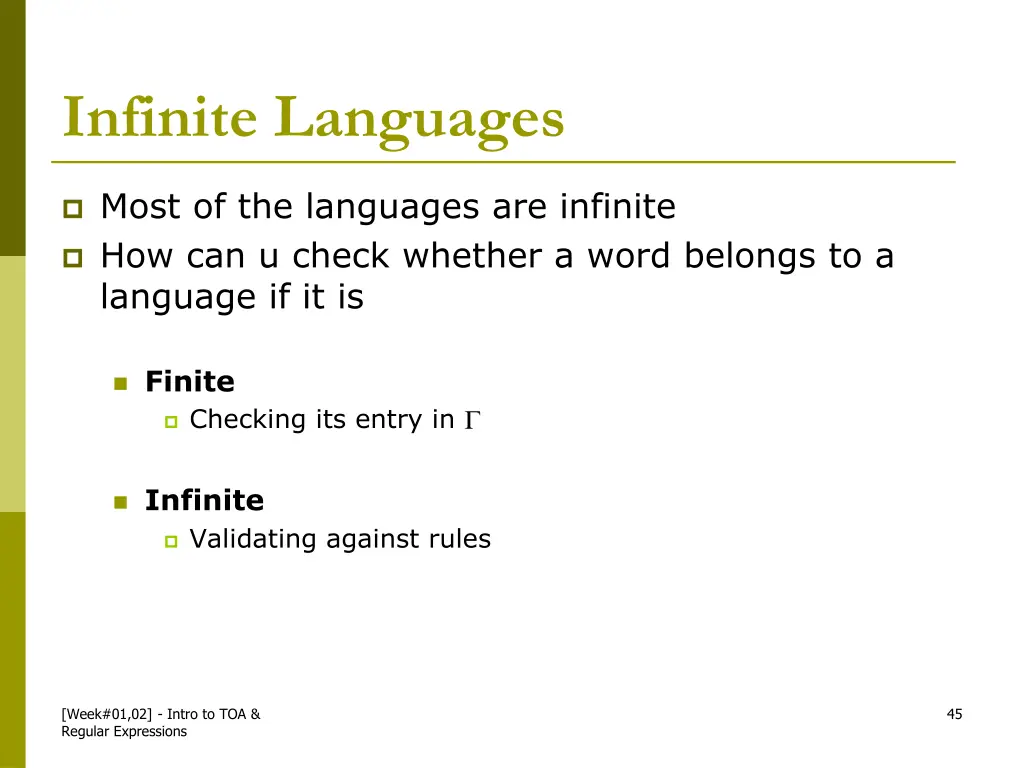 infinite languages