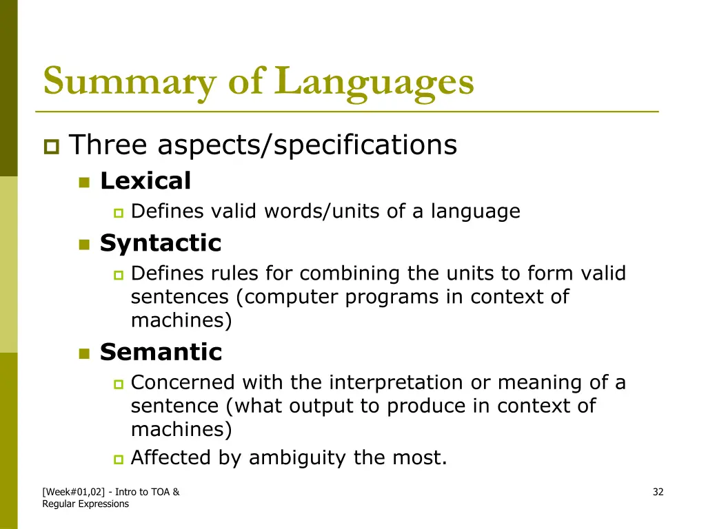 summary of languages