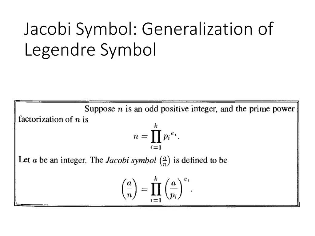 jacobi symbol generalization of legendre symbol