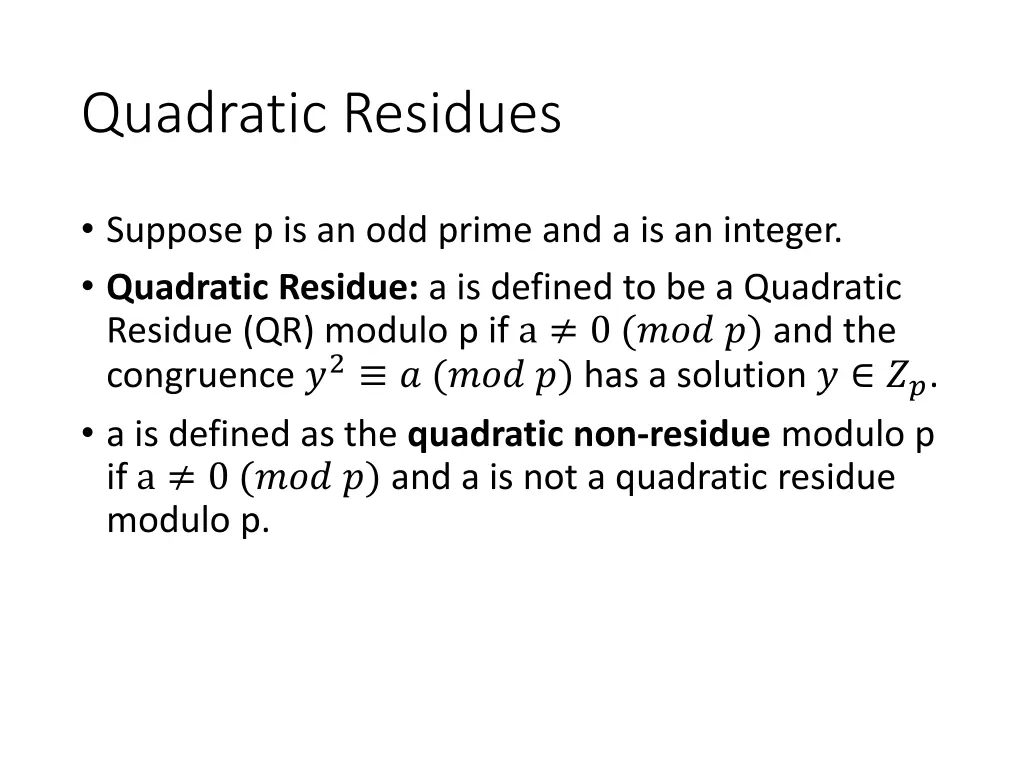 quadratic residues