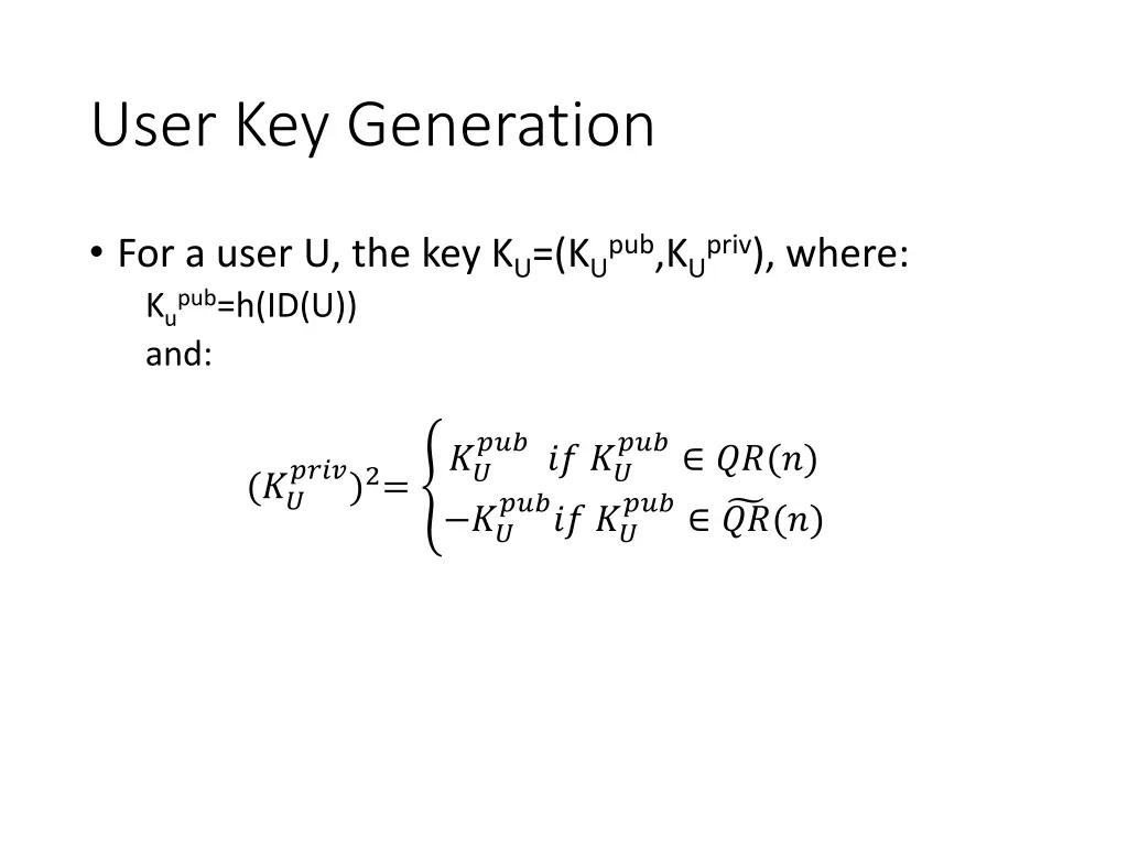 user key generation 1