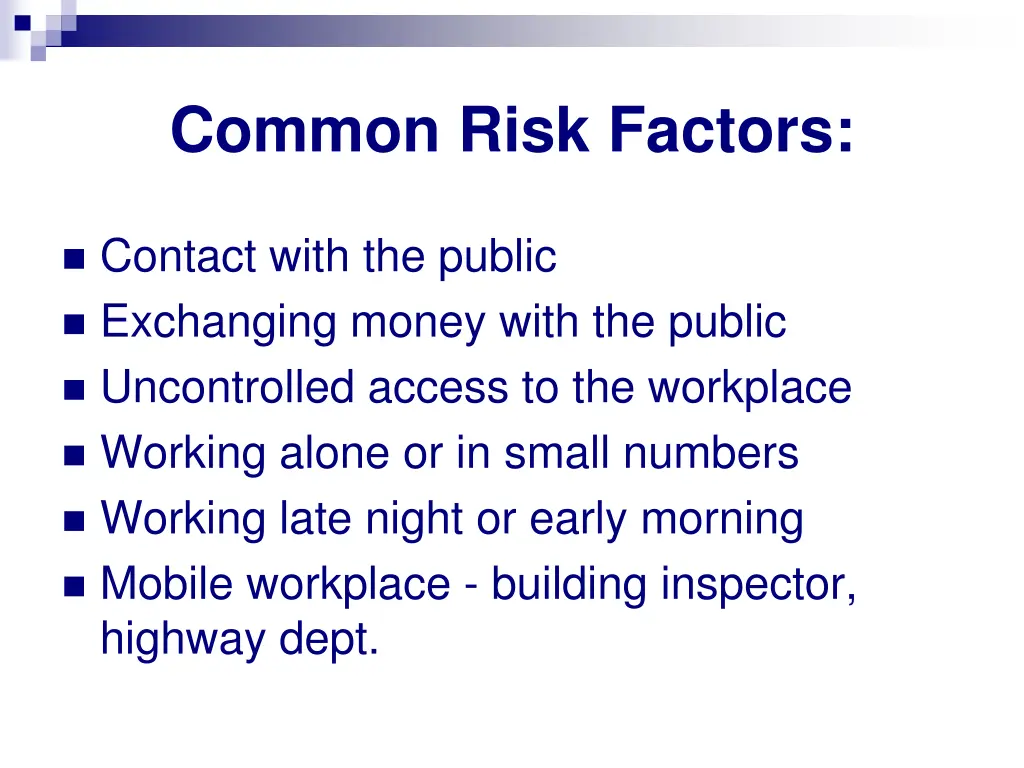 common risk factors