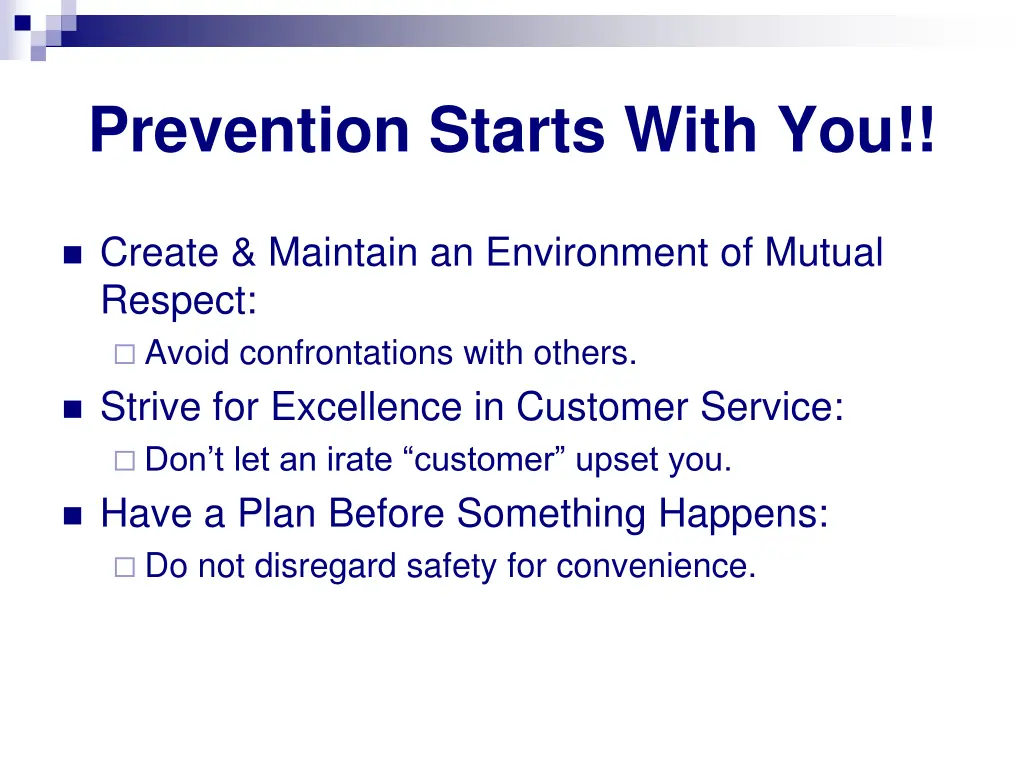 prevention starts with you