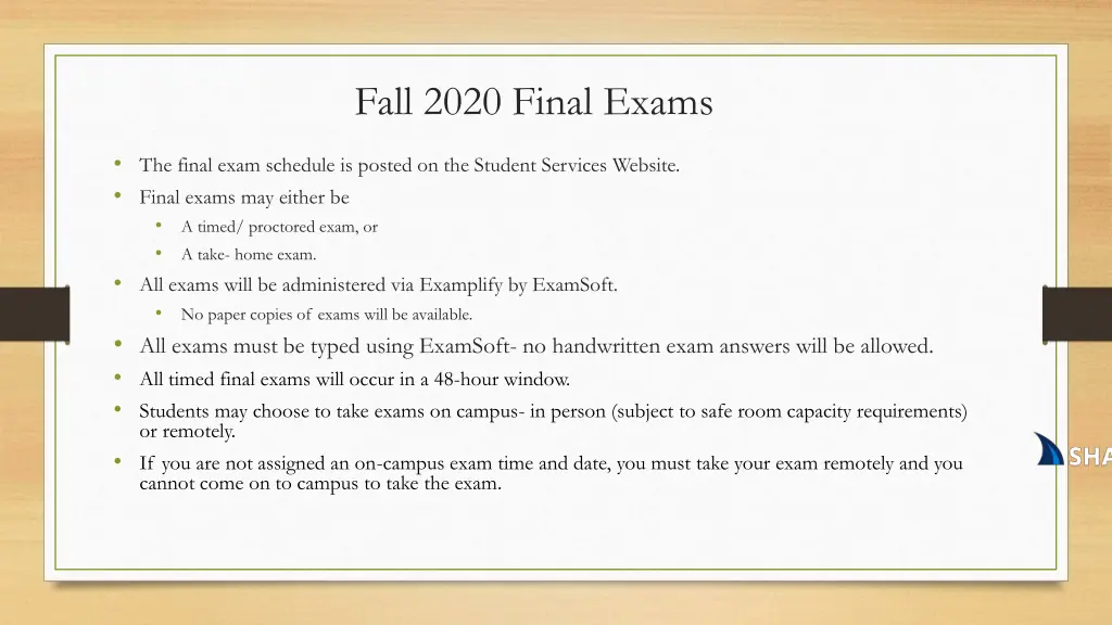 fall 2020 final exams