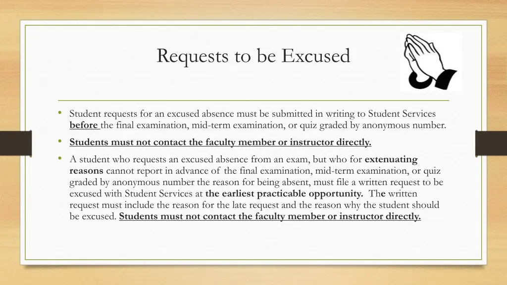 requests to be excused