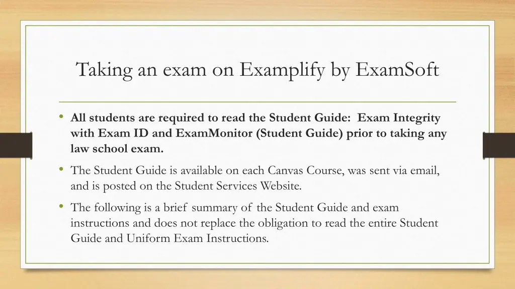 taking an exam on examplify by examsoft