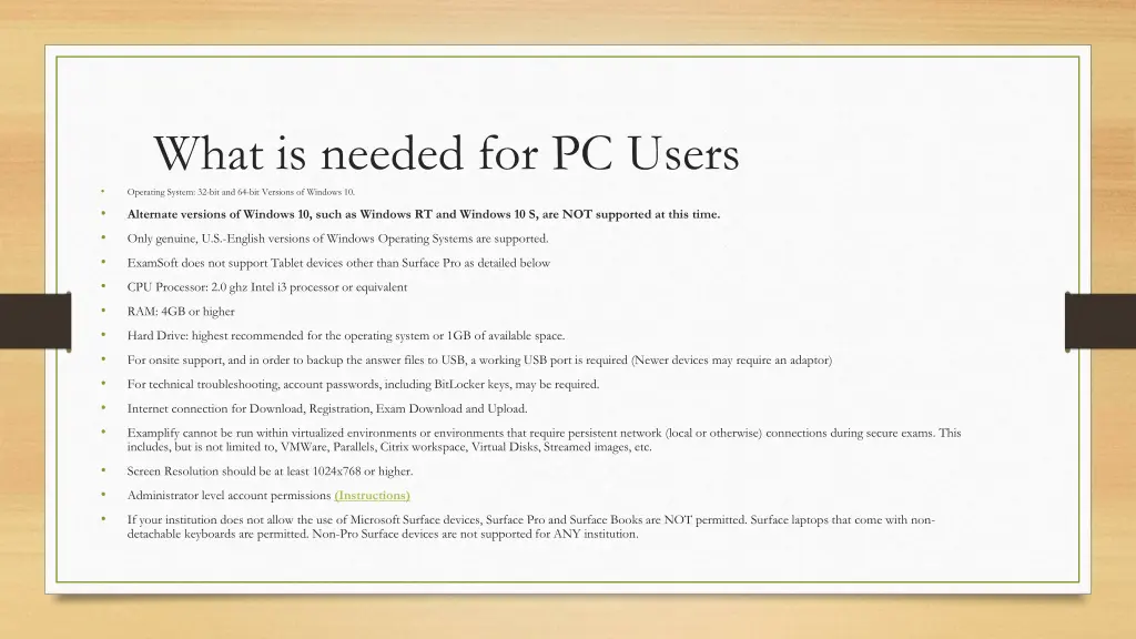 what is needed for pc users operating system