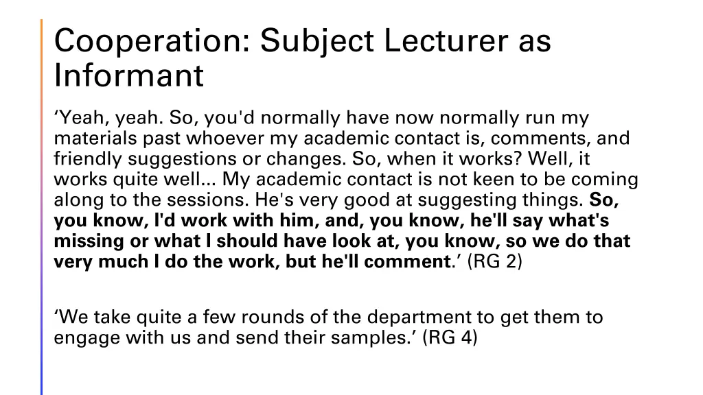 cooperation subject lecturer as informant
