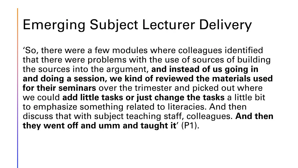 emerging subject lecturer delivery