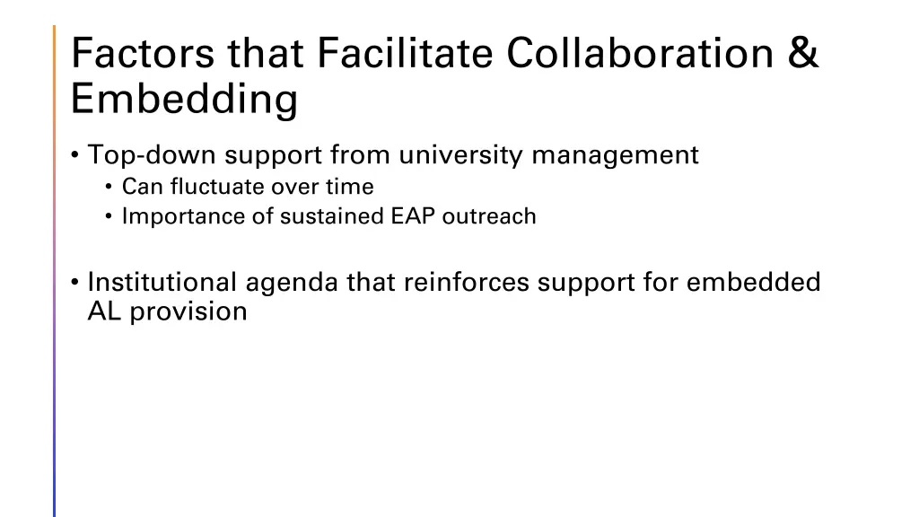 factors that facilitate collaboration embedding