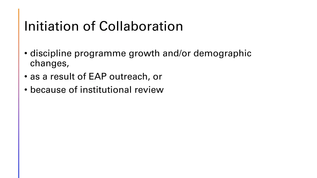 initiation of collaboration