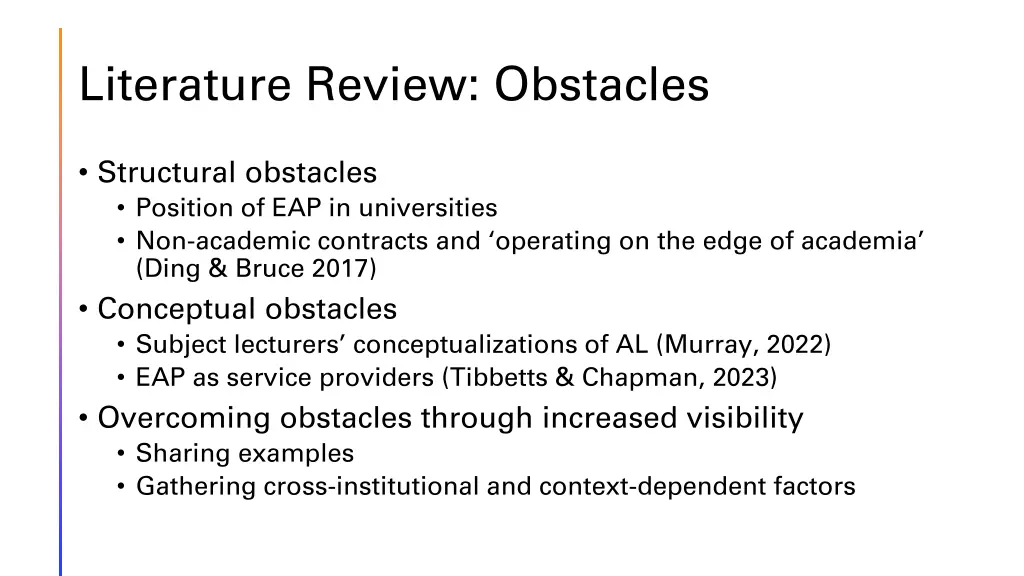 literature review obstacles